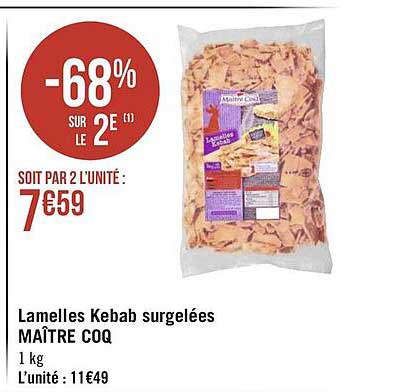 lamelles kebab surgelées maître coq