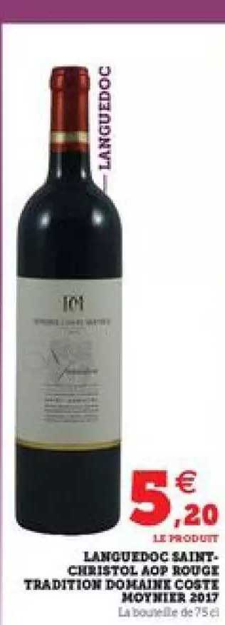 languedoc saint-christol aop rouge tradition domaine coste moynier 2017
