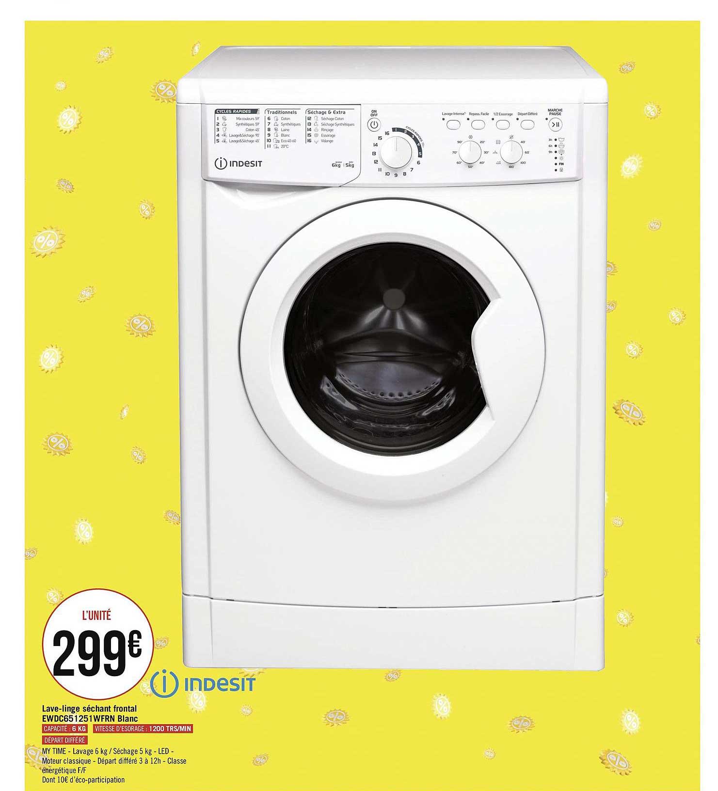 lave-linge séchant frontal blanc indesit