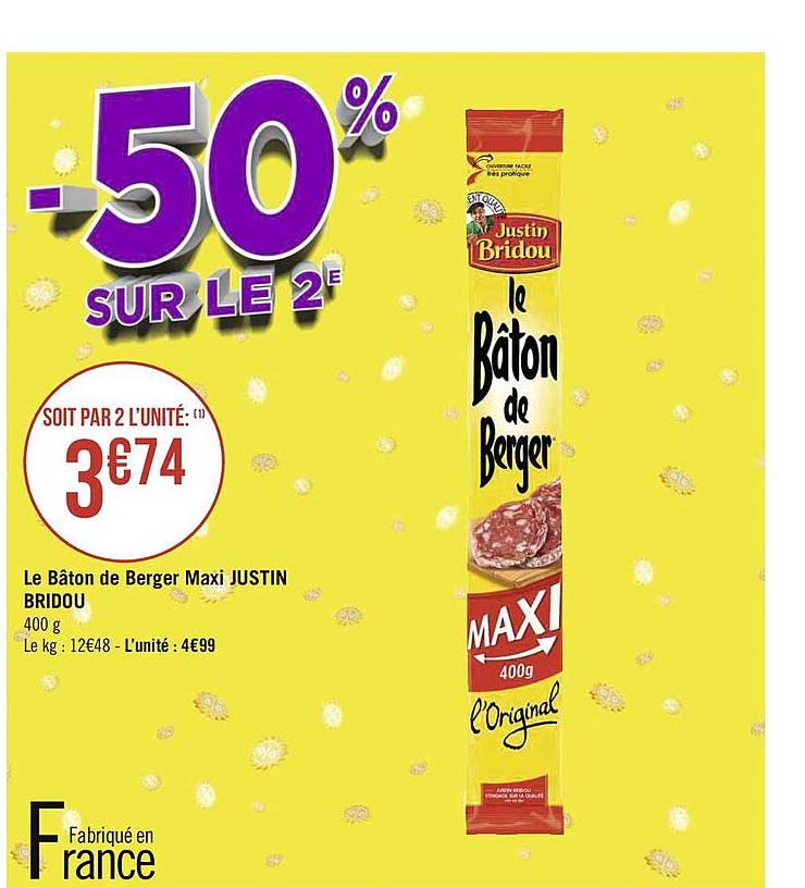 le bâton de berger maxi justin bridou -50% sur le 2e