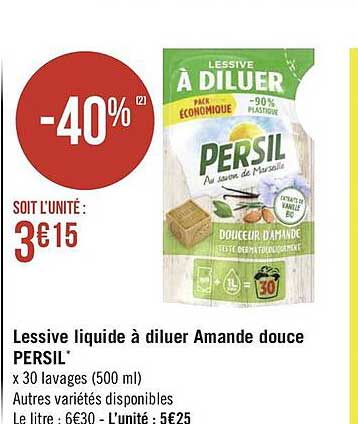 Lessive Liquide à Diluer Amande Douce Persil