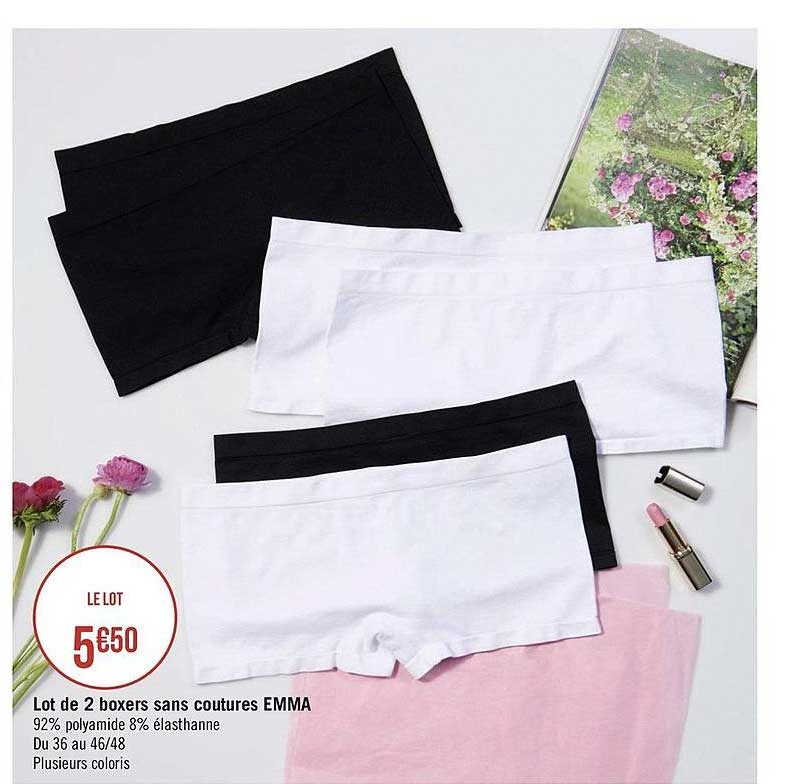 lot de 2 boxers sans coutures emma