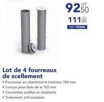 Lot de 4 fourreaux de scellement