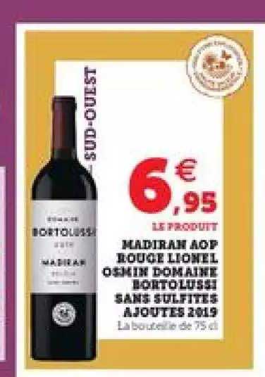 madiran aop rouge lionel osmin domaine bortolussi sans sulfites ajoutes 2019