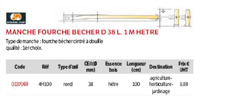 manche fourche bécher d 38 l. 1 m hêtre