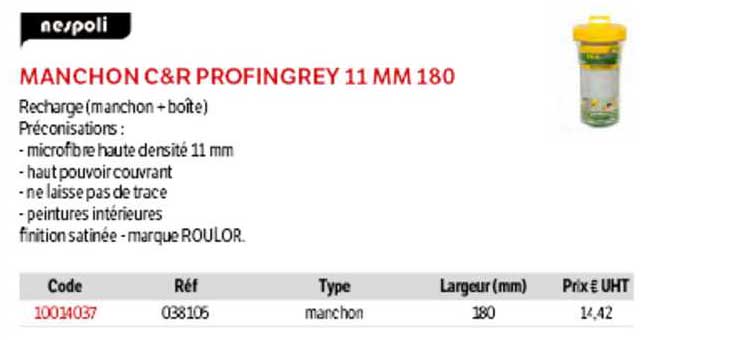 manchon c&r profin grey 11 mm 180 nespoli