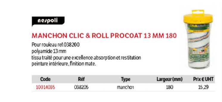 manchon clic & roll procoat 13 mm 180 nespoli