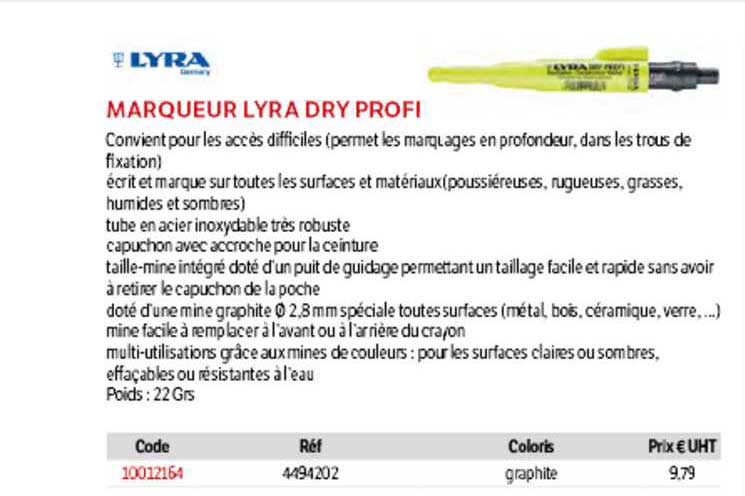 marqueur lyra dry profi lyra