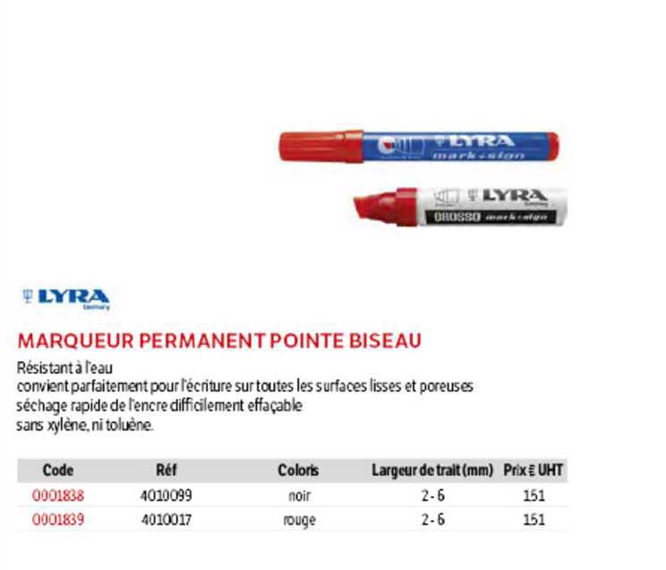 marqueur permanent pointe biseau lyra