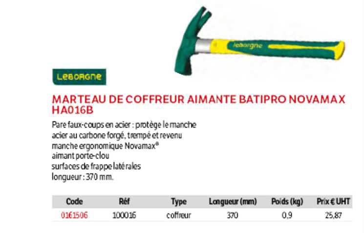 marteau de coffreur aimante batipro novamax ha016b leborgne