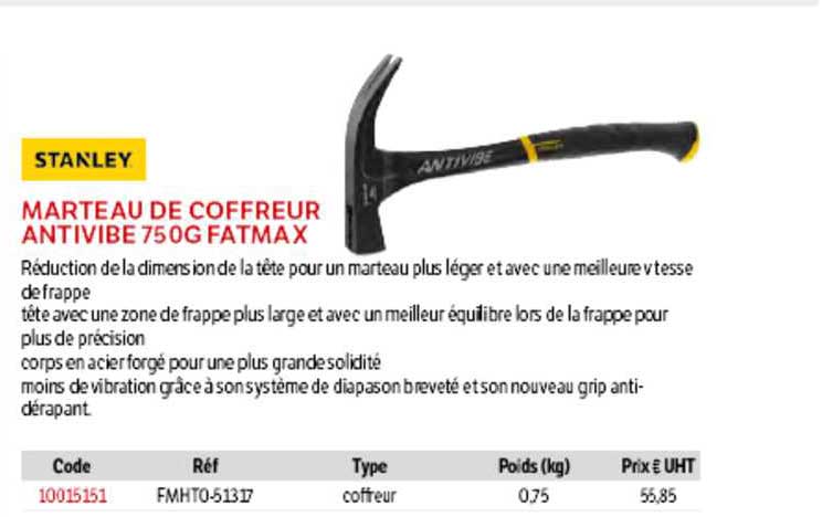 marteau de coffreur antivibe 750g fatmax