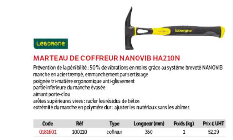 marteau de coffreur nanovib ha210n leborgne