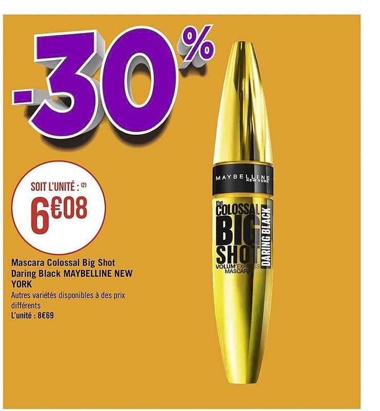mascara colorssal big shot daring black maybelline new york