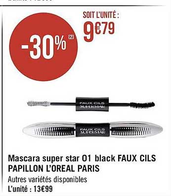 mascara super star 01 black faux cils papillon l'oréal paris