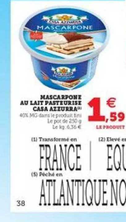 mascarpone au lait pasteurisé casa azzurra