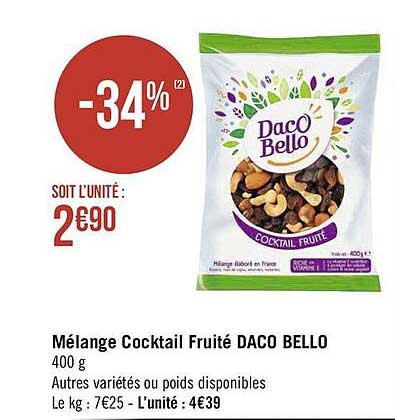 mélange cocktail fruité daco bello