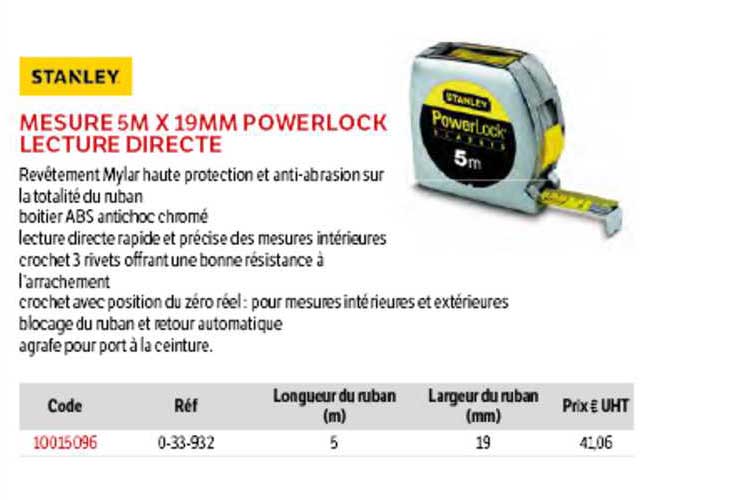 mesure 5m x 19mm powerlock lecture directe stanley