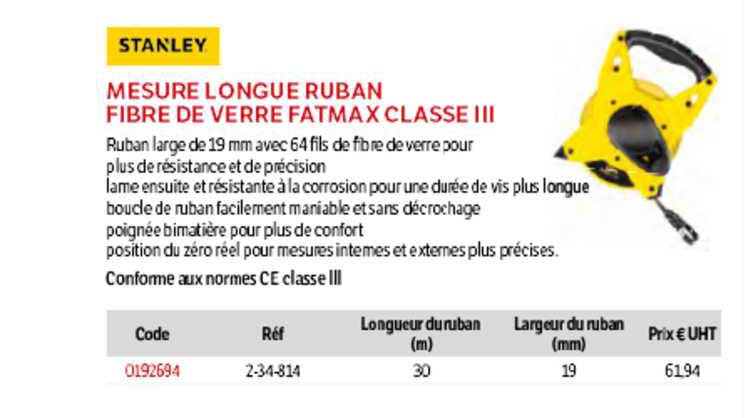 mesure longue ruban fibre de verre fatmax classe iii