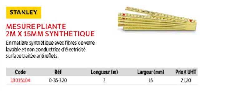 mesure pliante 3m x 15 mm synthétique stanley
