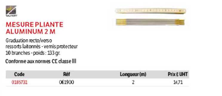 mesure pliante aluminium 2 m