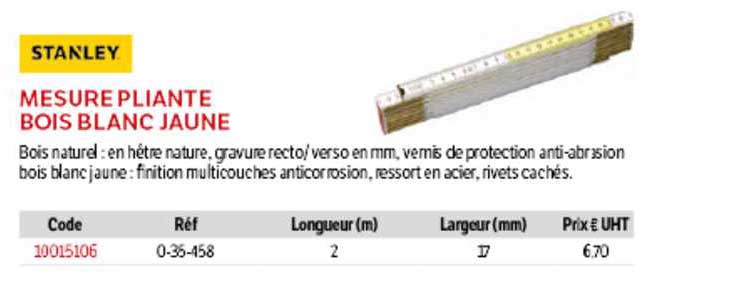 mesure pliante bois blanc jaune stanley