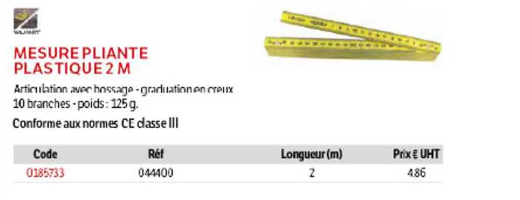 mesure pliante plastique 2 m