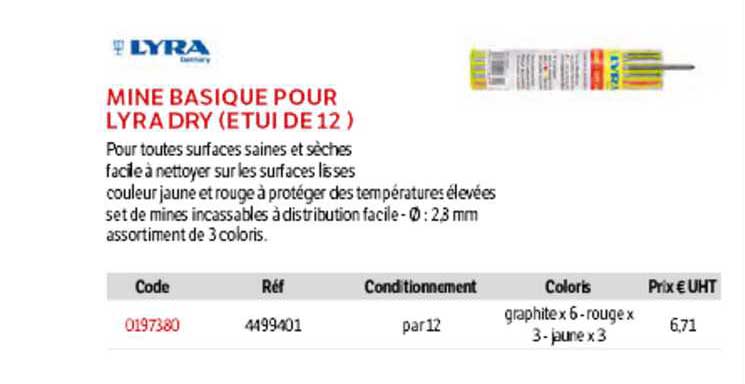 mine basique pour lyra dry (étui de 12 ) lyra