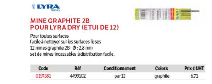 mine graphite 2b pour lyra dry (étui de 12)