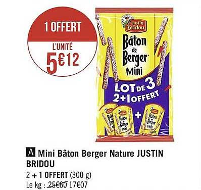mini bâton berger nature justin bridou