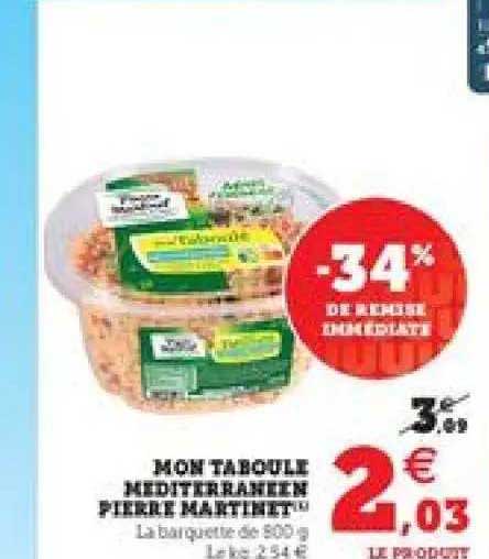 mon taboulé méditerranéen pierre martinet -34% de remise immédiate