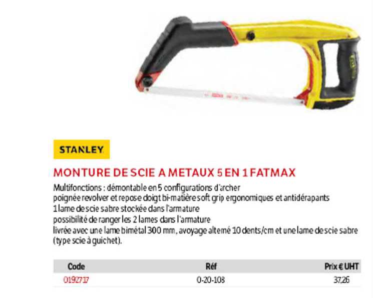 monture de scie à métaux 5 en 1 fatmax stanley