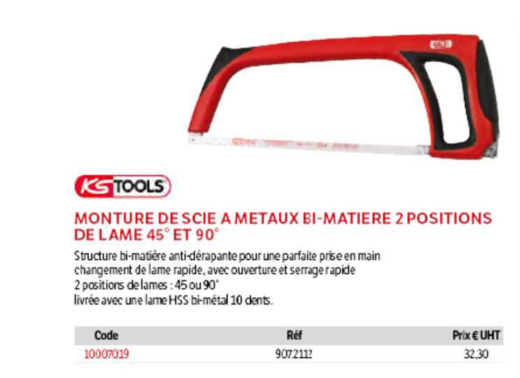 monture de scie à métaux bi-matière 2 positions de lame 45° et 90°