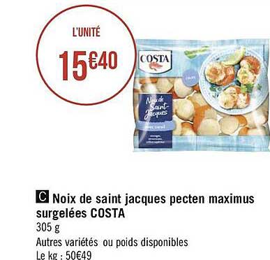 noix de saint jacques pecten maximus surgelées costa