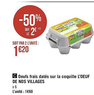 oeufs frais datés sur la coquille l'œuf de nos villages