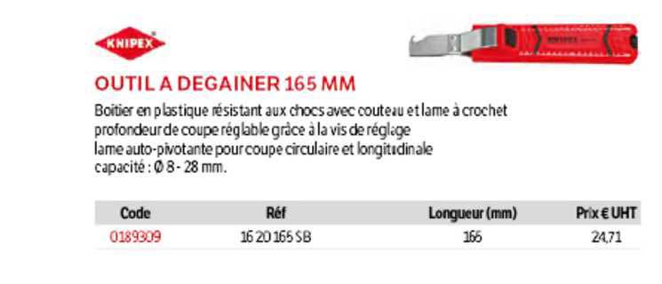 outil à dégainer 165 mm knipex