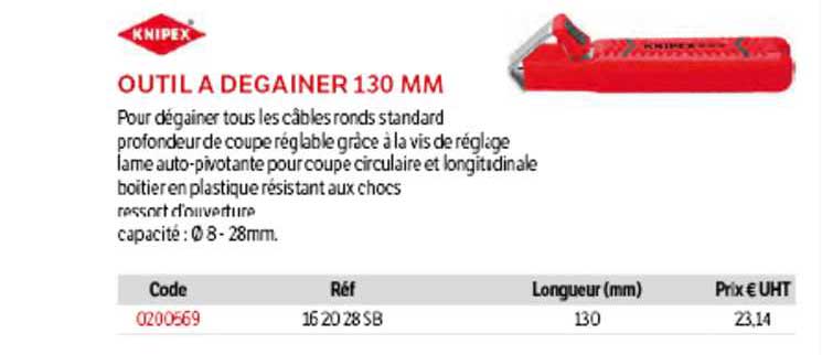 outils à dégainer 130 mm knipex