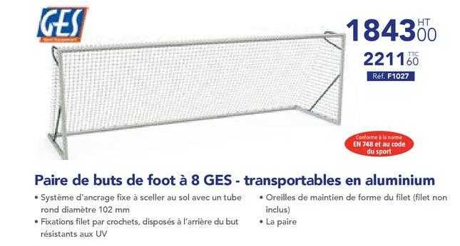Paire de buts de foot a 8 GES- transportables en aluminium