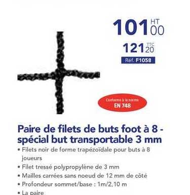 Paire de filets de buts foot a 8- special but transpotable 3mm