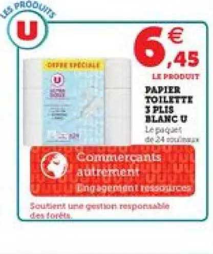 papier toilette 3 plis blanc u