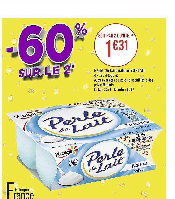 Perle De Lait Nature Yoplait