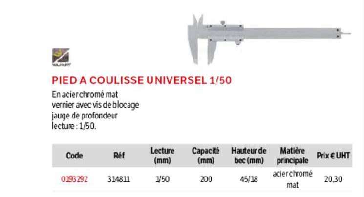 pied à coulisse universel 1-50