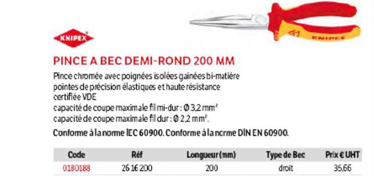 pince à bec demi-rond 200 mm knipex