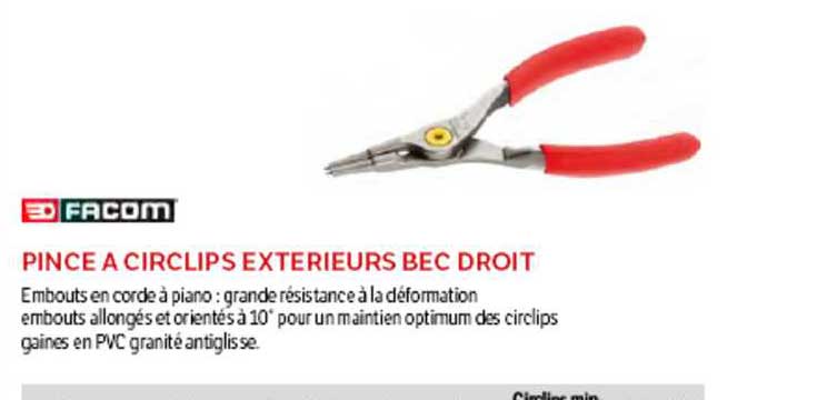 pince à circlips extérieurs bec droit facom