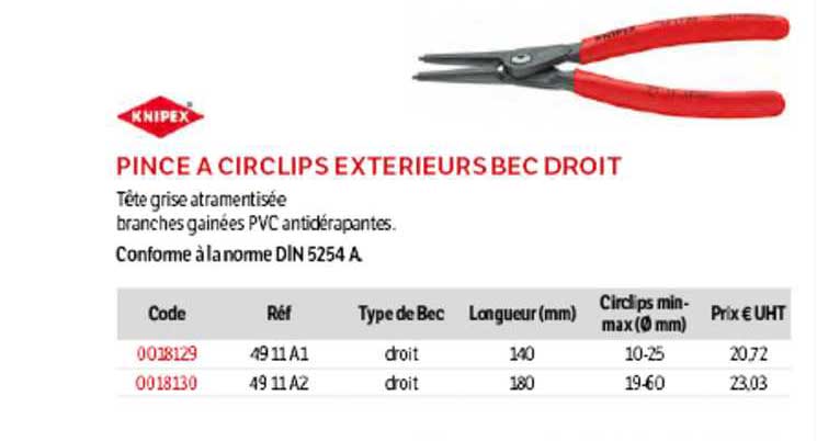 pince à circlips extérieurs bec droit knipex