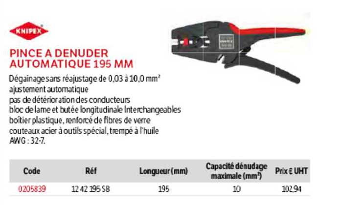 pince à dénuder automatique 195 mm knipex