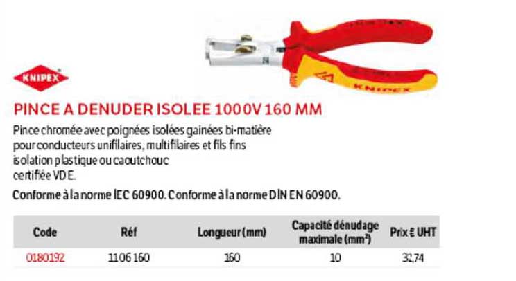 pince à dénuder isolée 1000v 160 mm knipex