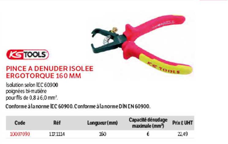 pince à dénuder isolée ergotorque 160 mm