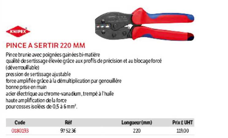 pince à sertir 220 mm knipex