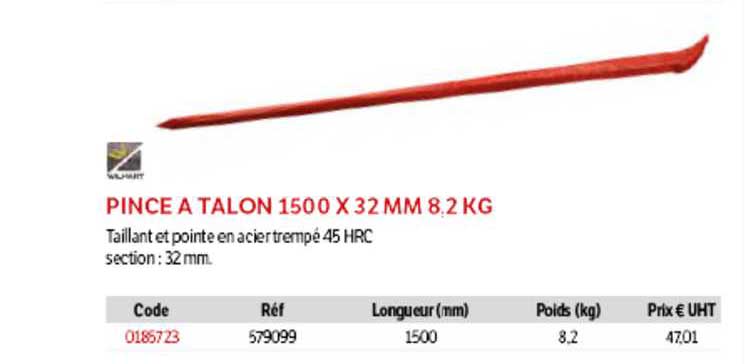 pince à talon 1500 x 32 mm 8.2 kg