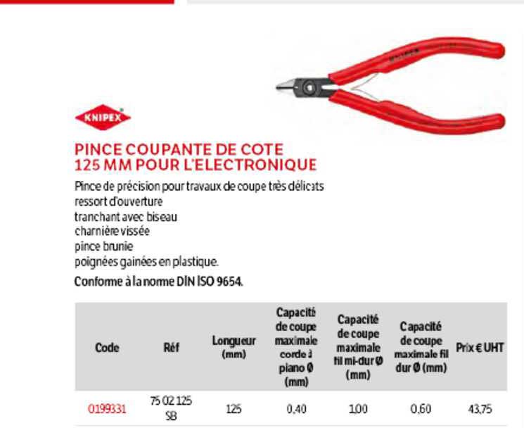 pince coupante de côte 125mm pour l'électronique knipex